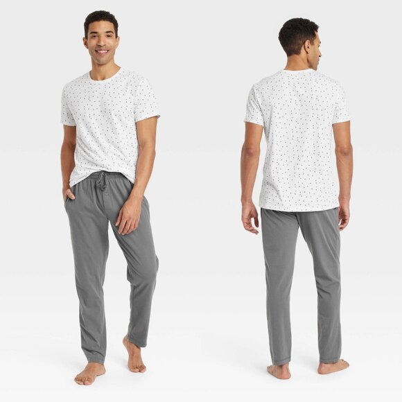 Small - Mens 2pc Micro Knit Pajama Set - Goodfellow Co - White - Picture 1 of 5